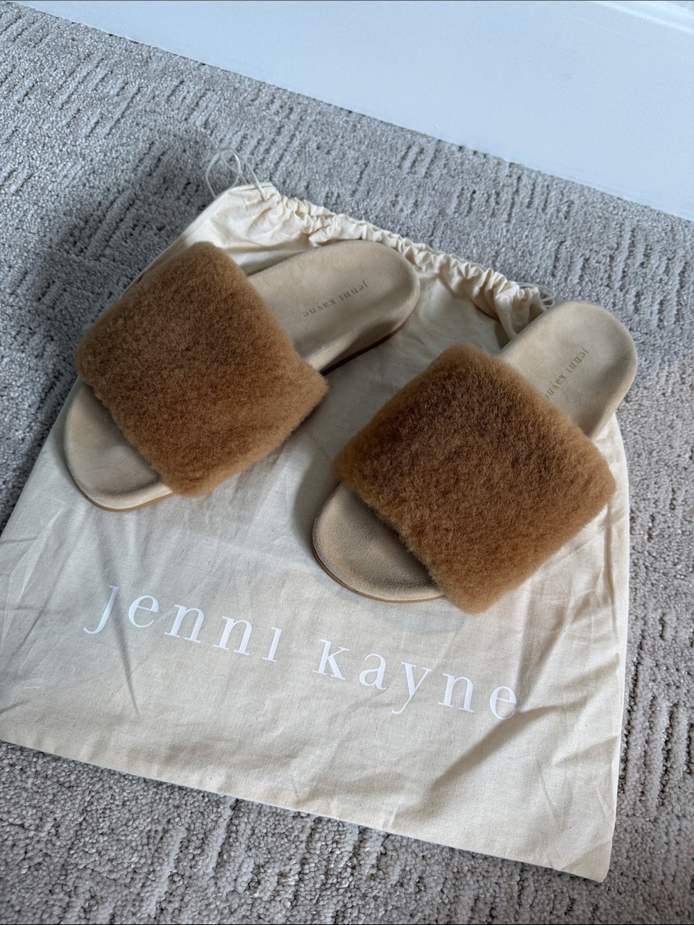 Jenni Kayne Chestnut Faux Fur Slide Mules